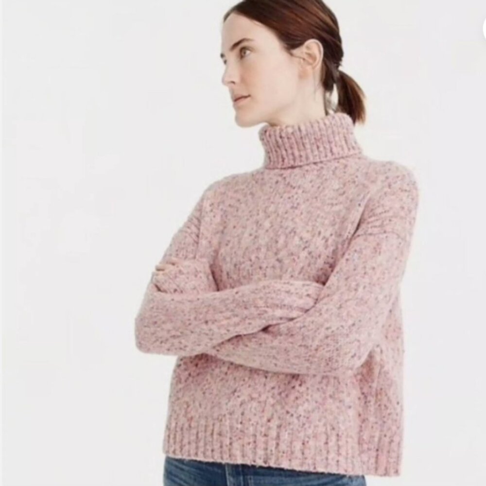 J. CREW Marled Wool Speckled Turtleneck Pullover Sweater